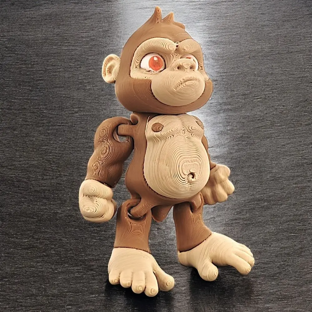 Simulado orangotango 3d impresso macaco rotativo articulos poseíveis impressão 3d multi-cor macaco flexível articulações animais