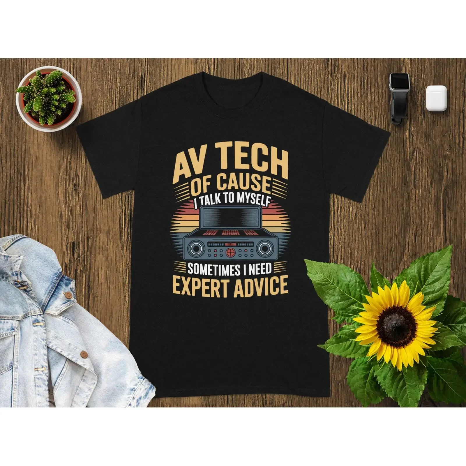 AV Tech T Shirt Audio Visual Technician Sound Engineer Live Event Crew vintage Washed fashion Slightly Casual Stretched
