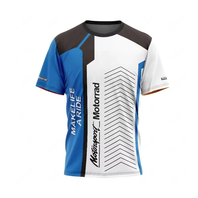 

BMW Motorcycle Printed Short Sleeve Cycling Sport Men's and Women's Blue and White Racing Team Breathable Quick Drying