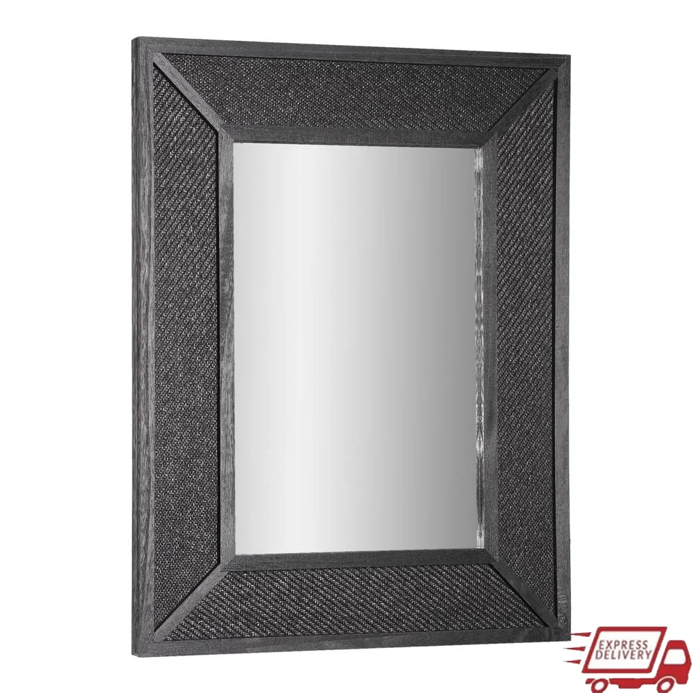 18 x 24 Rectangle Vanity Mirror Black Wooden Framed Wall Decor Set of 1