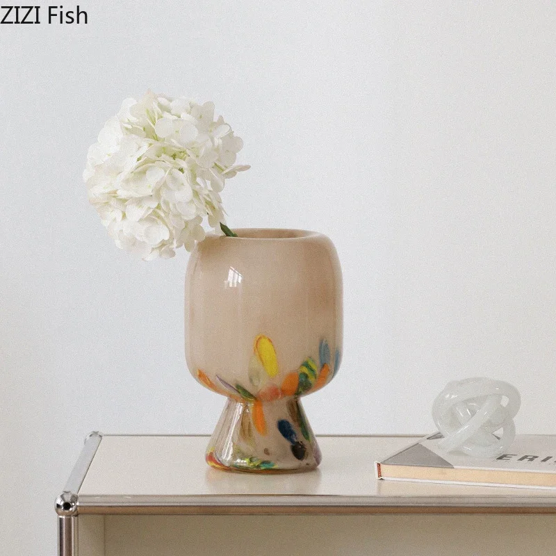 

Creative Painted Glass Vase Mushroom Shaped Floral Vases Table Decoration Flowers Arrangement Plant Pots Room Aesthetic Decor