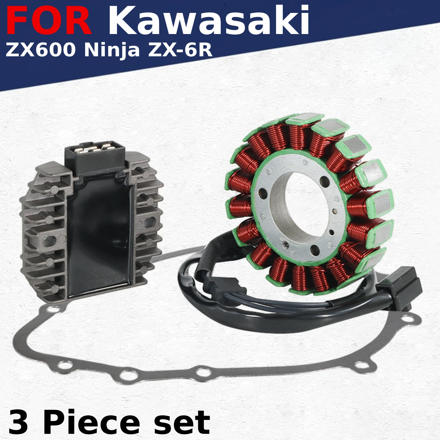 

Regulator Magneto Stator Coil Gasket Kit for Kawasaki ZX600 Ninja ZX-6R 1995 1996 1997 Years 21003-1368/ 21066-1089 / 11060-1673