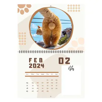 Katze aber Loch Kalender Familien planer Kalender 2024 lustige Katzen und niedliche Katze Fotos monatlichen Wandkalender für Tier liebhaber