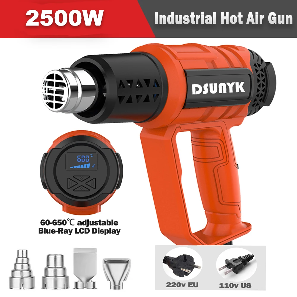 2500 W 110 V/220 V EU/US Industriële Zware Heteluchtpistool Voor Krimpfolie Verstelbare temperatuur Digitale Display Warmtepistool