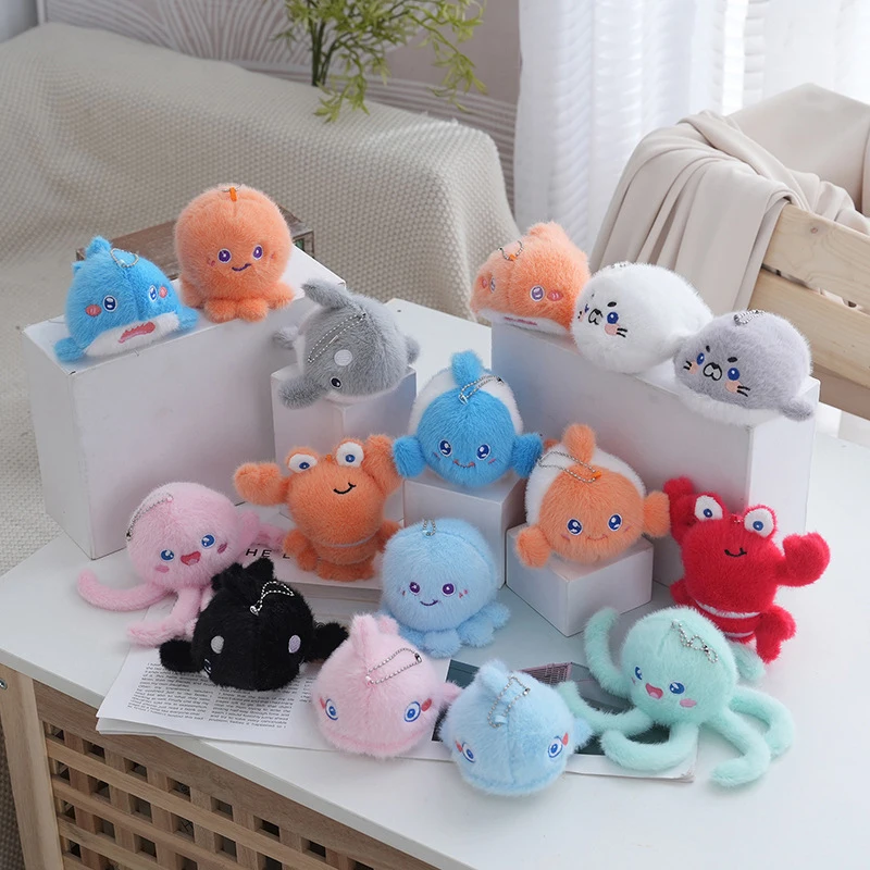 1PC Peluche mignonne d'organismes marins, jouet en peluche, pendentif, décoration pour sac à dos, cadeaux
