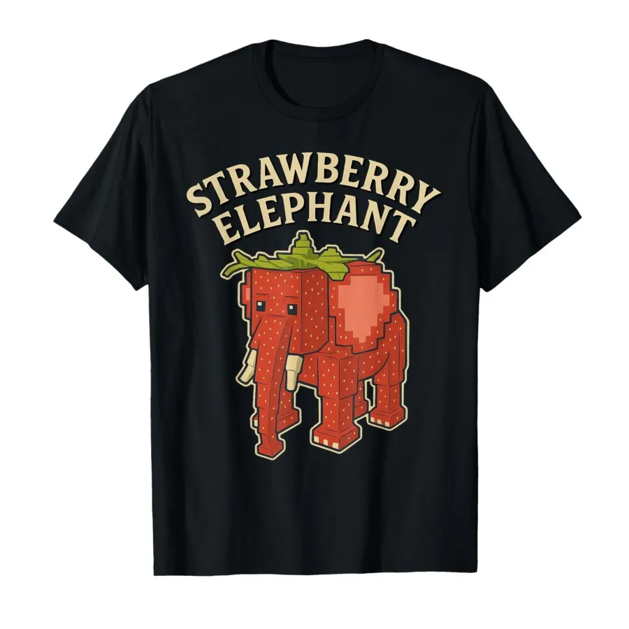 

Strawberry Elephant Funny Italian Brainrot Meme Print T-shirt for Women Short Sleeve Round Neck Tops Casual Clothing
