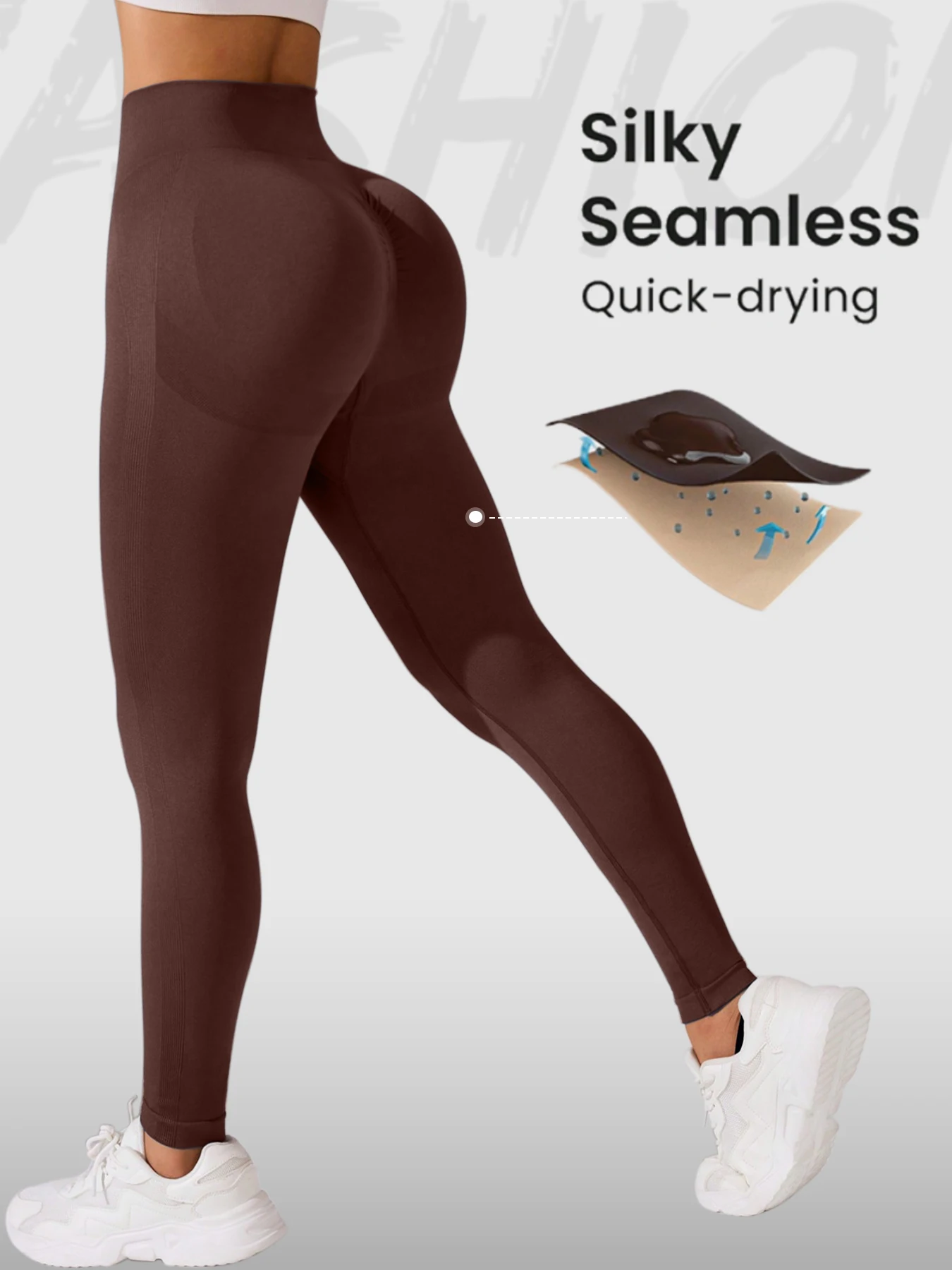 3 قطعة سراويل رياضية نسائية عالية المرونة بدون خياطة بلون واحد ، سراويل ضيقة للنساء في البطن