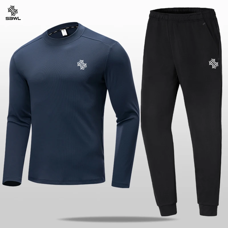 SBWL Homens outono e inverno esportes ao ar livre correndo fitness casual quente com manga longa conjunto esportivo de fitness indoor roupas casuais