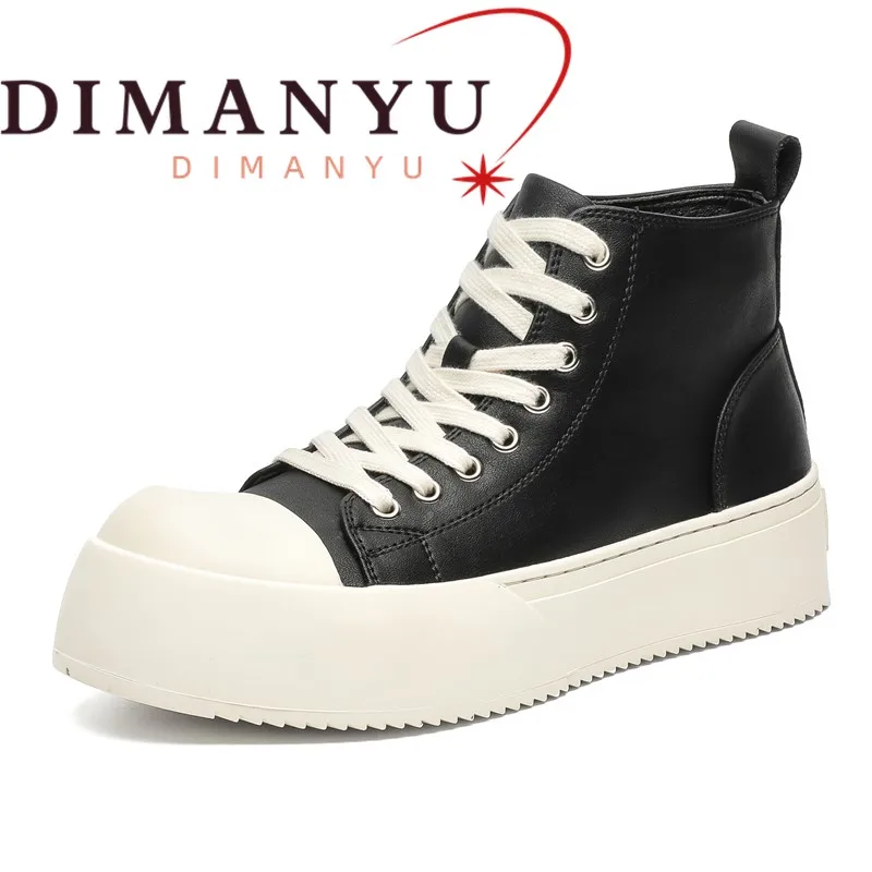 DIMANYU Men Platform High Top Sneakers Big Round Toe Lace Up Skate Shoes Thick Sole Streetwear Casual Ankle Boots For Male