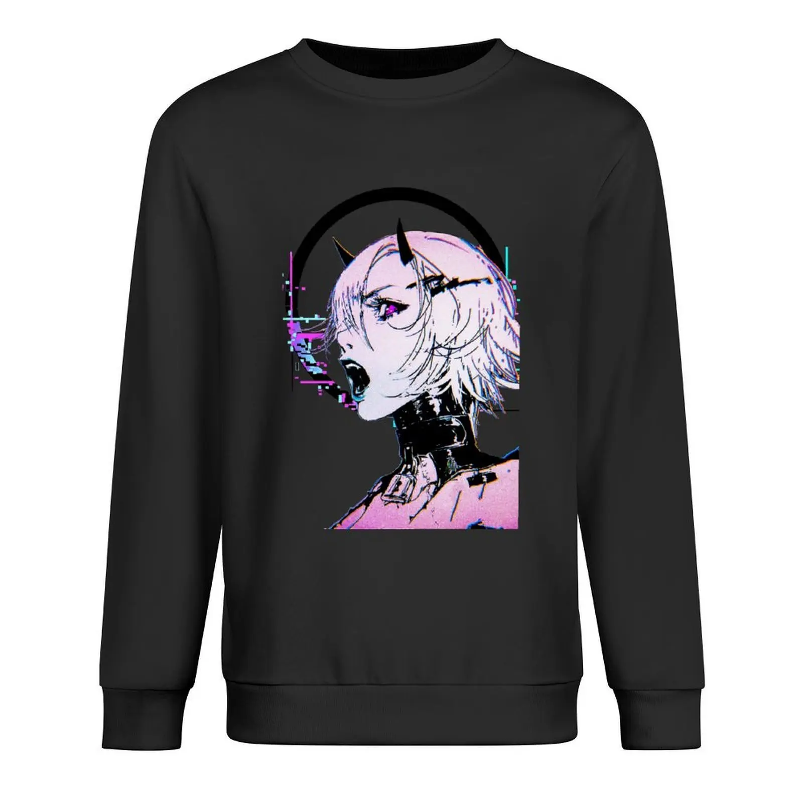 

Cyberpunk Glitch Girl Orb Vaporwave Style Pullover mens clothes autumn new products anime clothing men's coat anime sweatshirt
