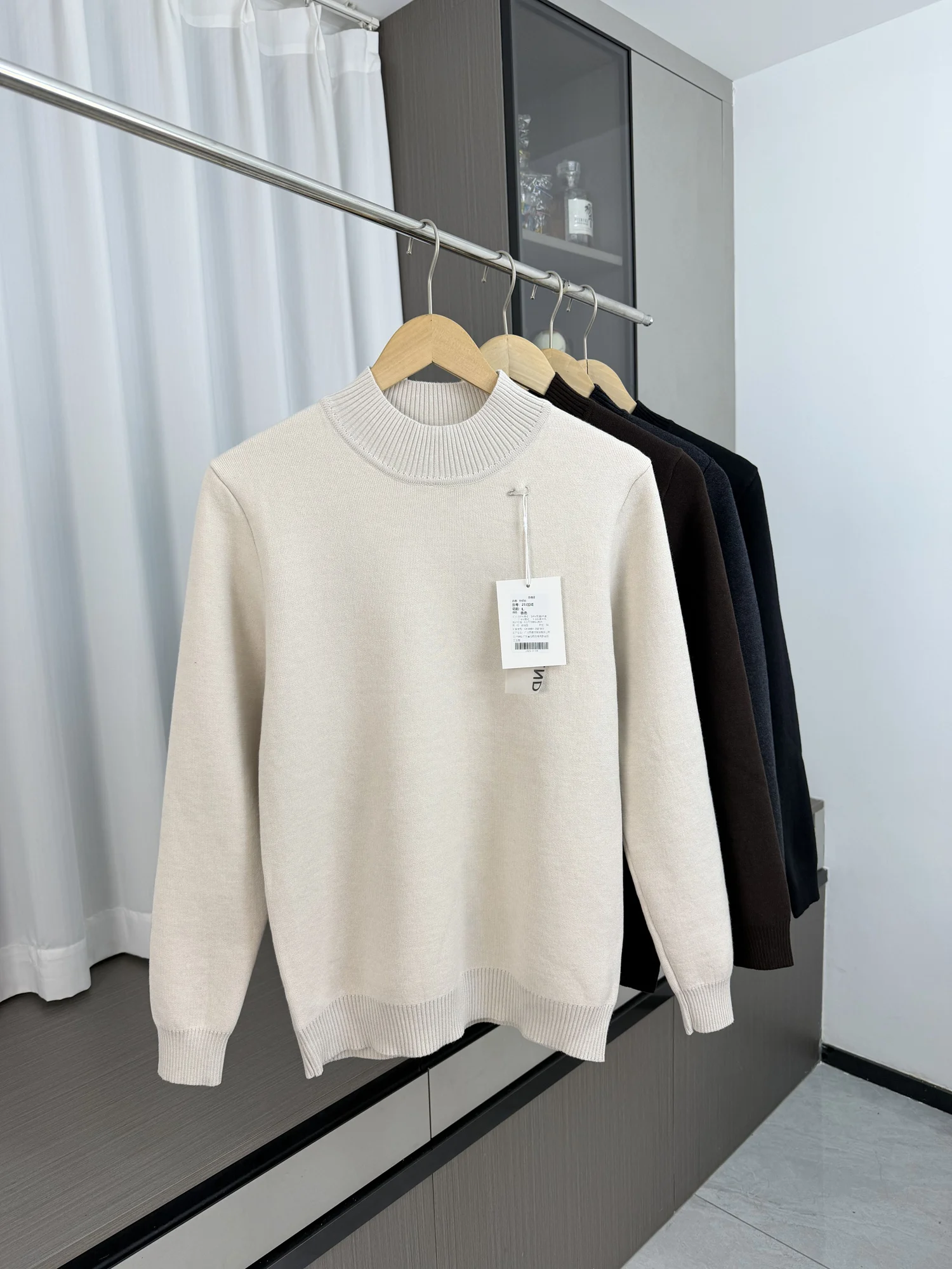 

Удобный вязаный свитер с высоким воротником Thiened Fce на подкладке для мужчин, приятный для кожи, теплый повседневный зимний свитер