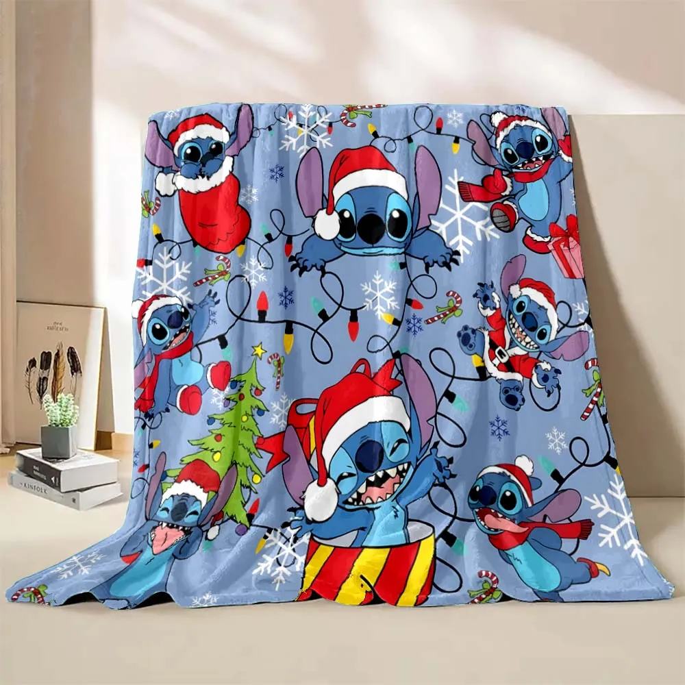 Coperta stampata natalizia Disney Stitch coperta per adulti per bambini biancheria da letto morbida e calda per divano letto coperta da viaggio