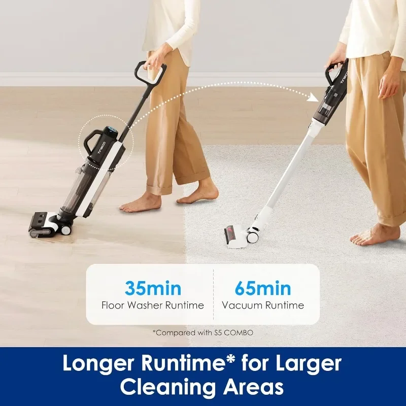 Tineco Floor ONE Switch S6 مكنسة كهربائية رطبة وجافة لاسلكية، ممسحة تنظيف الأرضيات الذكية، مكنسة كهربائية متعددة الوظائف 5 في 1