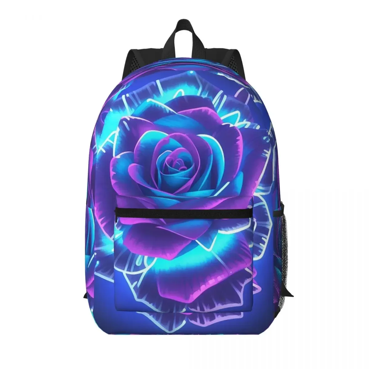 Glowing Blue Rose Student Backpack School Bag Hiking Travel Daypack for Men Women Bookbag Shoulder Bags
