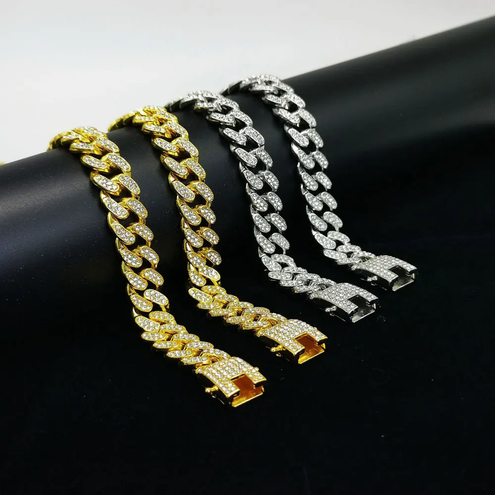 

Men Women Hip hop Iced Out Bling Chain Necklace High quality 13mm width Miami Cuban Chain HipHop Necklaces Fashion Jewelry