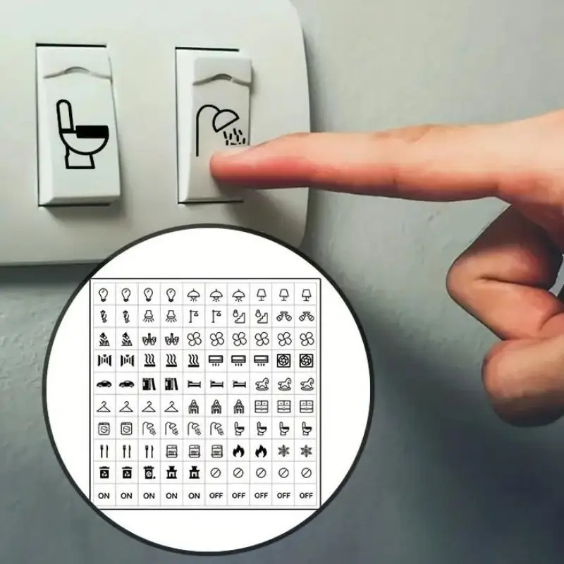 10Pcs Self-Adhesive Transparent Switch Label Sticker Waterproof Switches Labels Household Light Distribution Box Stickers
