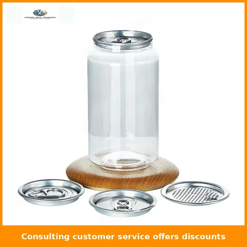 Plastic Can with Lid Sealed Beverage Bottle Milk Tea Coffee Bubble Water Beverage Cans