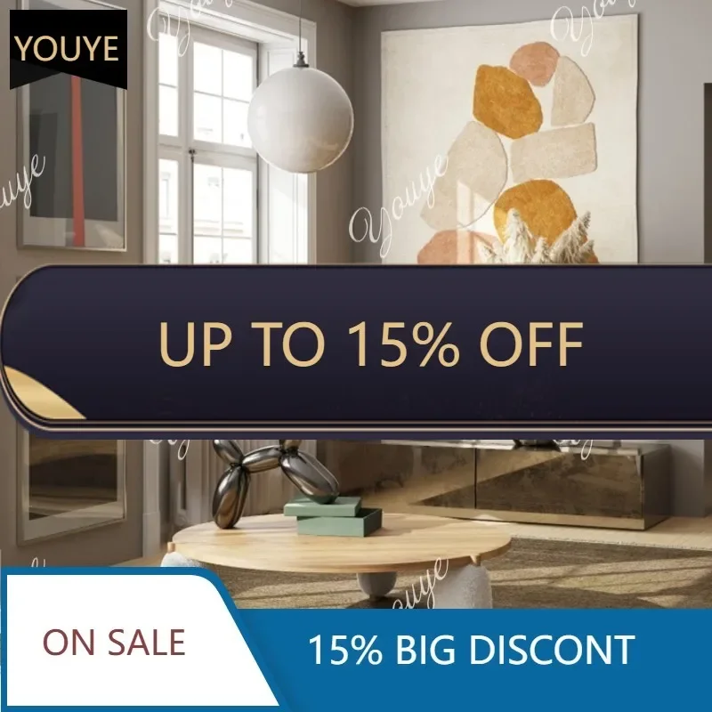 XA Small Apartment Living Room Model Room Round Coffee Table Japanese Creative Lamb Wool Soft Bag Foot Solid Wood Tea Table