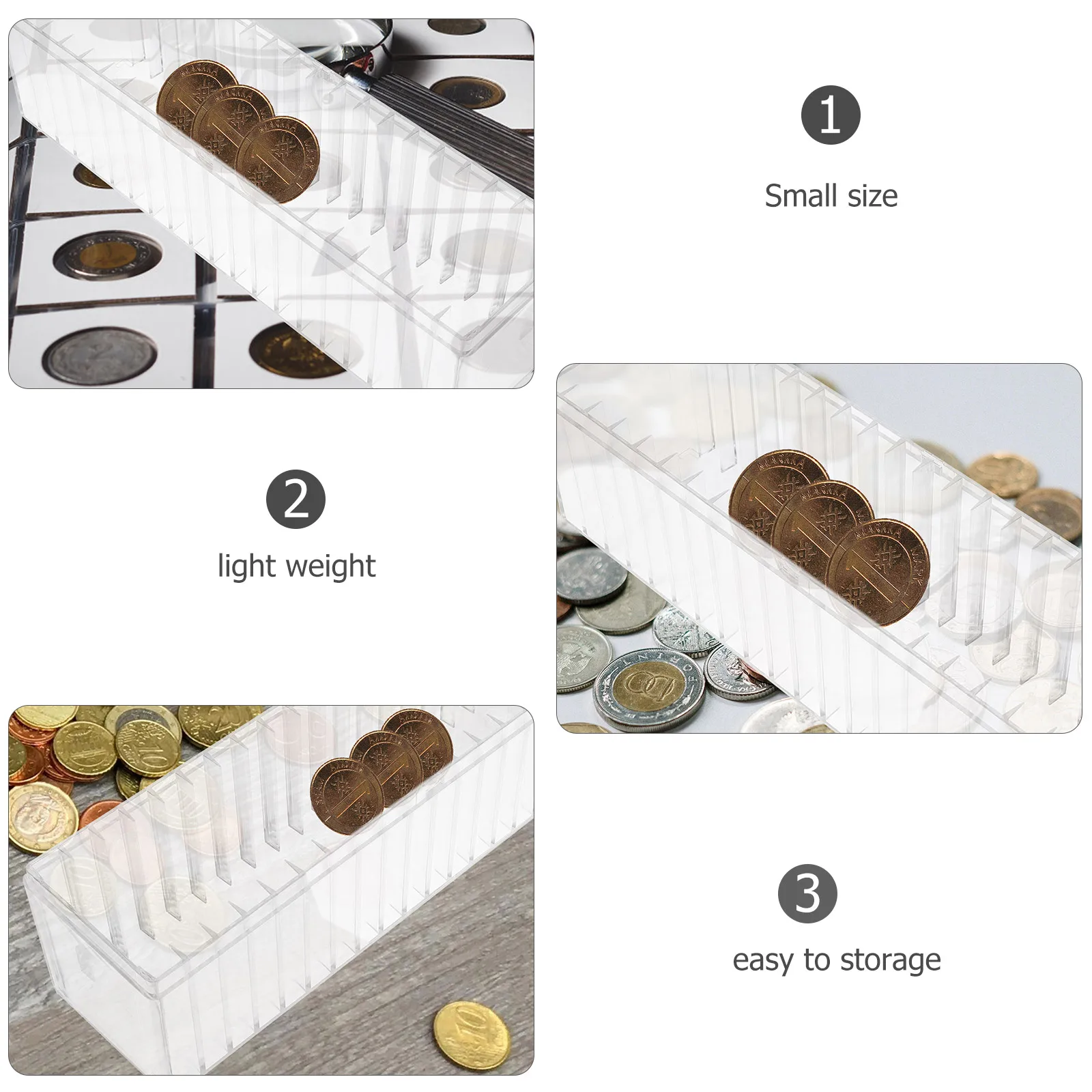 1pc 20-Slots Holder Plastic Reusable 20-Slots Coin Box Storage Case For Collection Display Coin Organizer Box Safe