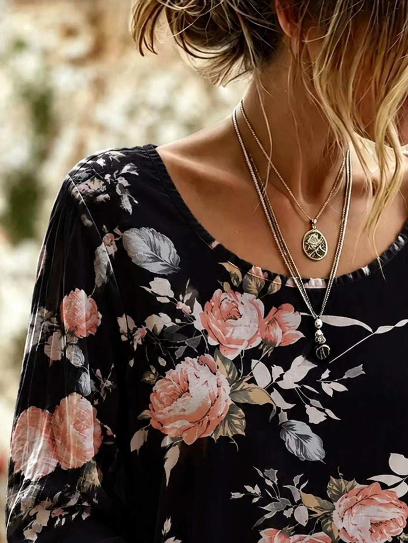 Women Plus Size Blouse 3D Floral Print Long Sleeve Loose Fit Casual Boho Tunic Top