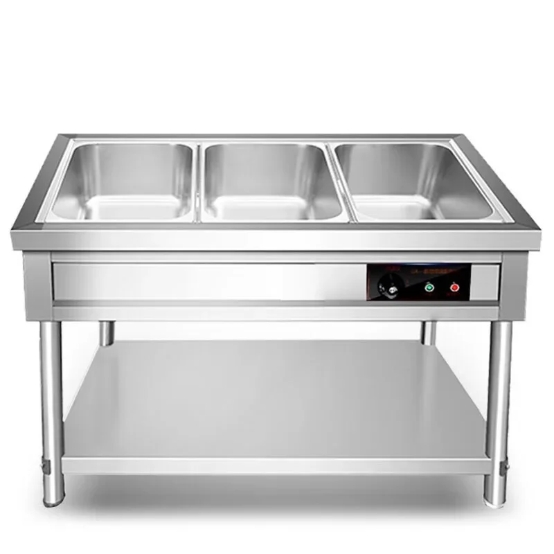 Commercial insulation sales dining table, electric dining car table, six-grid stainless steel fast food insulation table