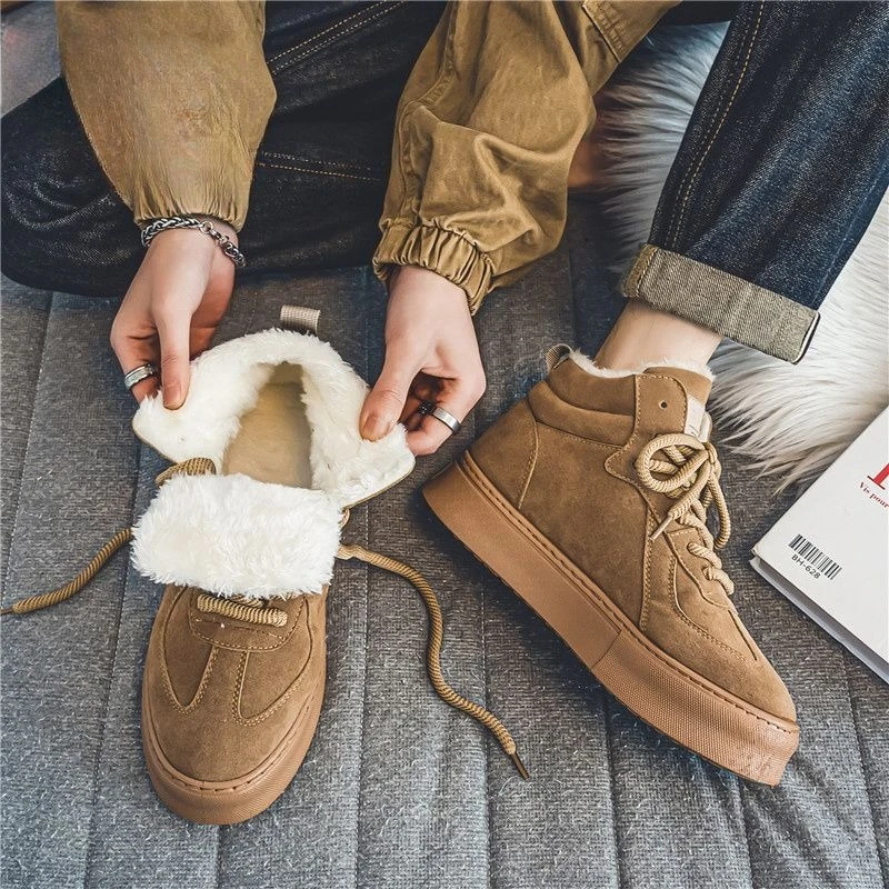 Herren-Winterstiefel im Vintage-Stil, hochgeschnitten, mit dickem Baumwollfutter und Fleece-Innenfutter, warm_voghion.com