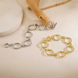 HECHENG,18K Golden Plated Retro Geometric Neutral Metal Couple Bracelet with Adjustable Safety Buckle, Perfect Gift 1 Pcs