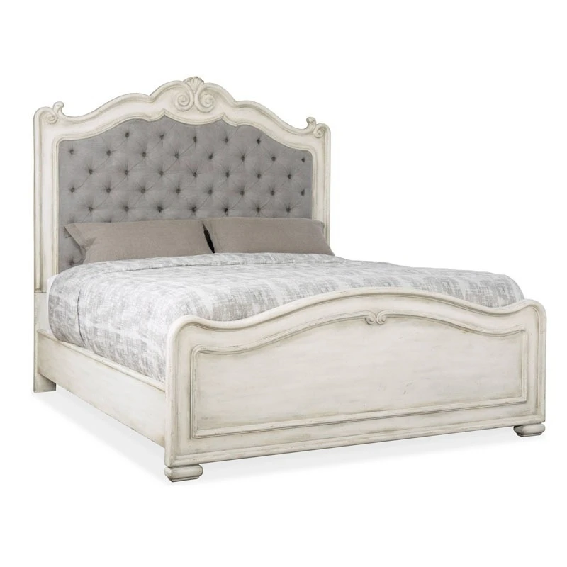 American all solid wood retro carved big bed old double bed 1.8 meters white old princess bed bedroom furniture