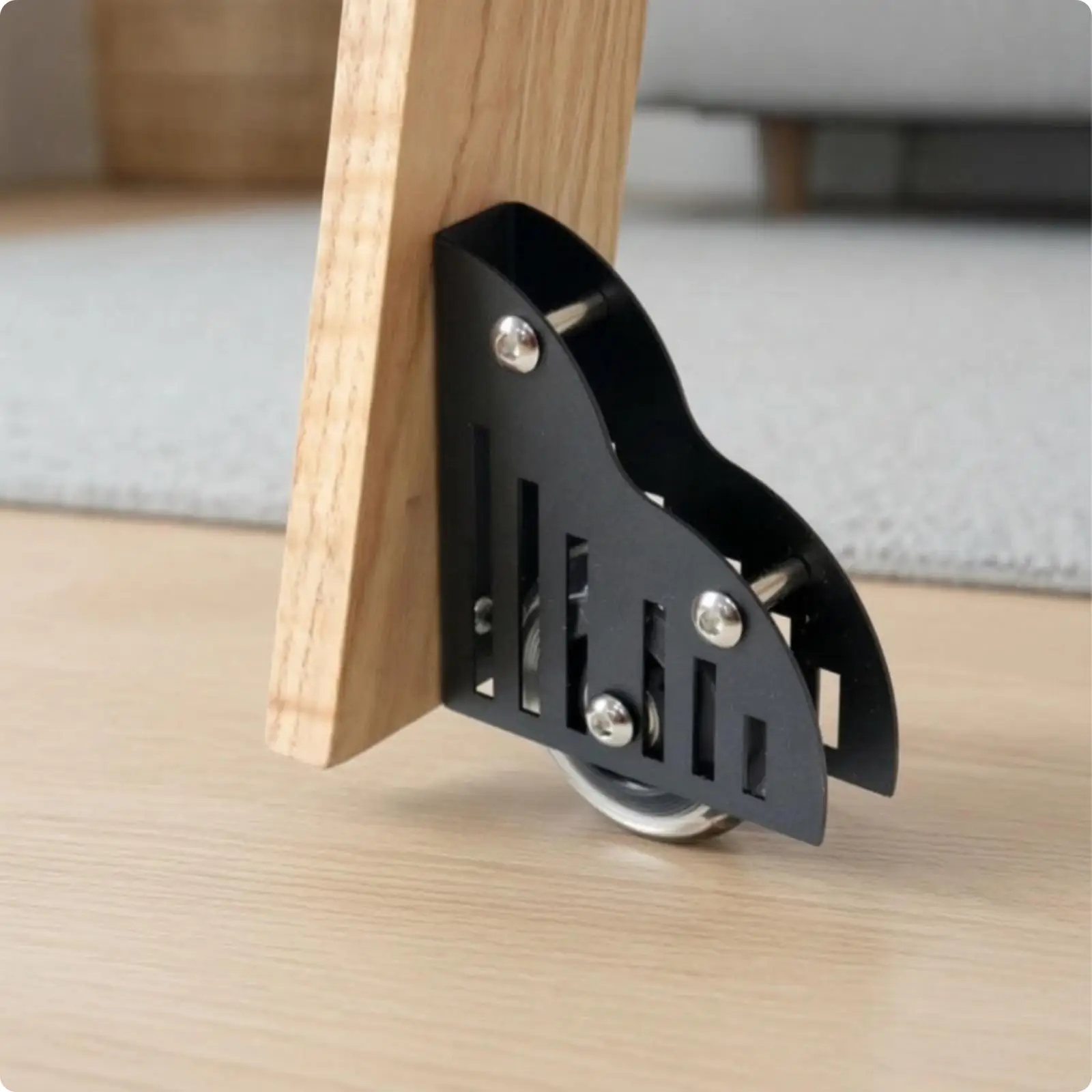Rolling Ladder Bottom Wheel Kit for Sliding Library Ladder with Durable Steel Brackets and Ebony Casters