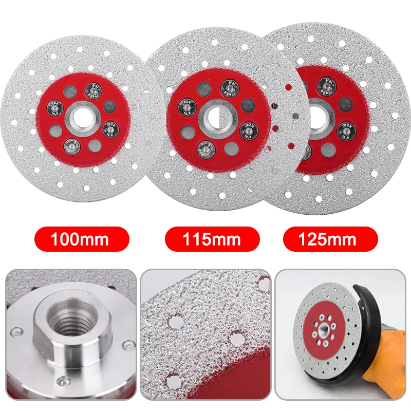 CMCP 1pc M14 Diamond Vacuum Brazing Saw Blade 100/115/125mm Double Sided Grinding Disc for Marble Ceramic Concrete