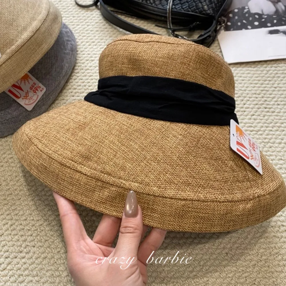 

Summer Old Money Wind Sunscreen Fisherman's Hat Breathable Sunshade Hat Outdoor Travel Sun Hat Women's Cross border Hot Sale