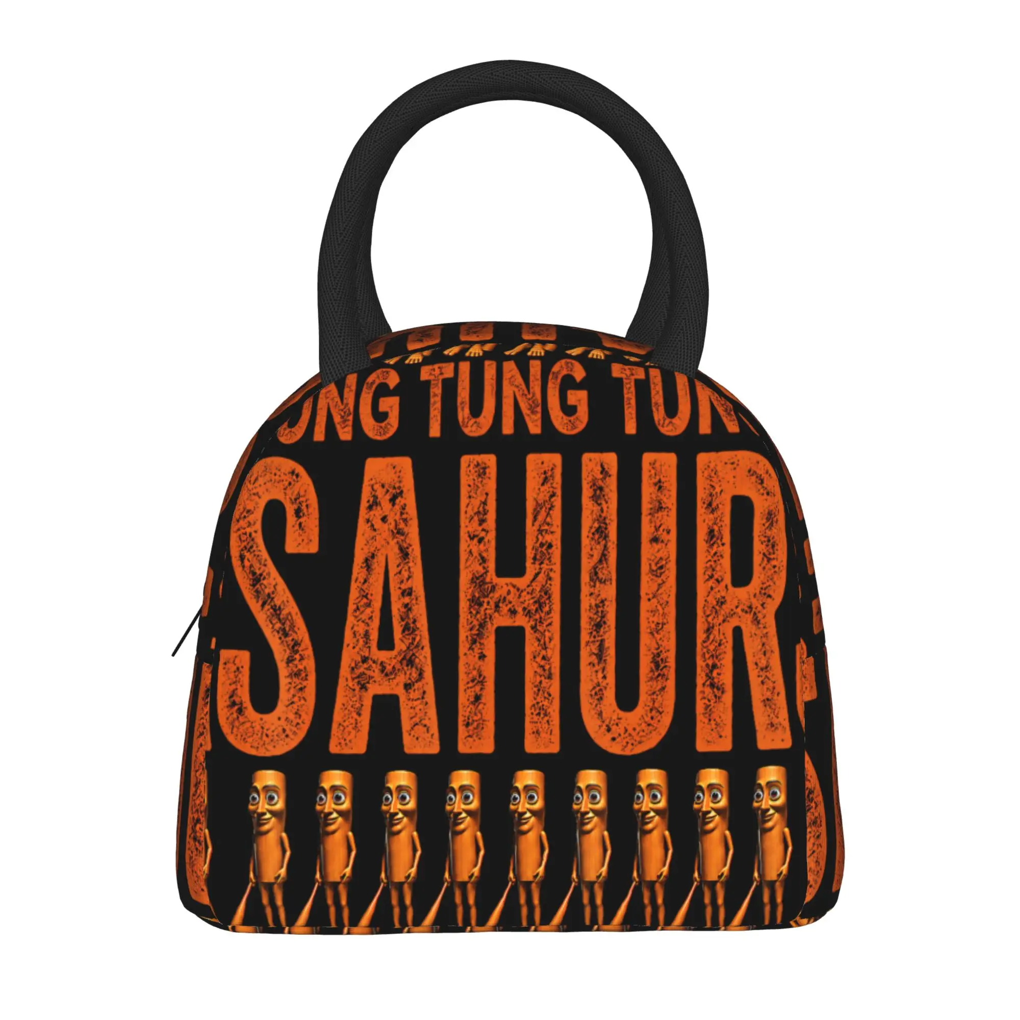 Tung Tung Tung Sahur Funny Meme Brainrot Lunch Bag  Casual Lunch Box Travel Portable Insulated Thermal Tote Handbags For Women