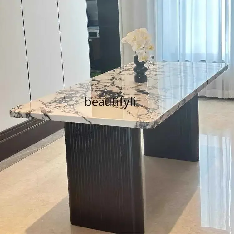 

Marble dining table light luxury modern simple home dining table rectangular designer2936