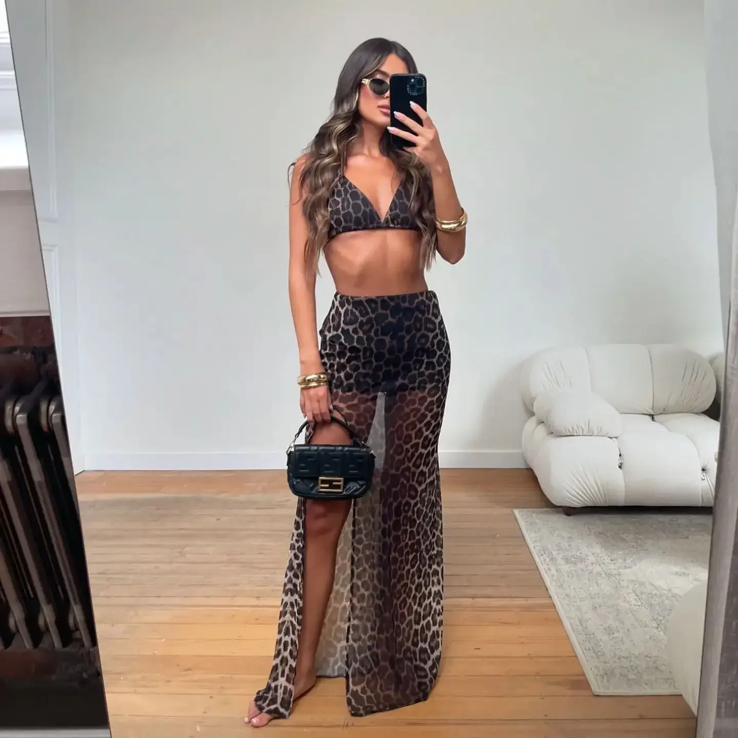 

2025 Sexy Swimsuit Leopard Bikini Women Swimwear High Leg Swimwear High Waist 3 Piece Bathing Suit Beachwear Bandeau Biquini