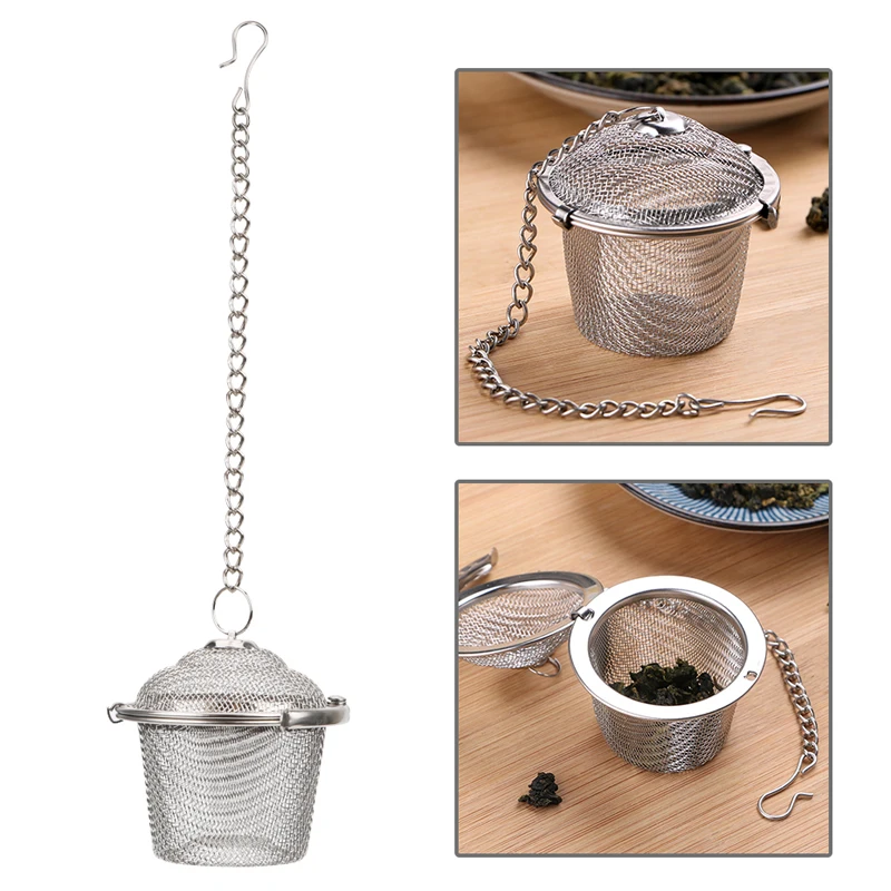2Pcs Tea Ball Infuser Stainless Steel Spice Ball Strainer Mesh Tea Filter Herbal Infusion Leaf Tea Infuser Diffuser Accessories