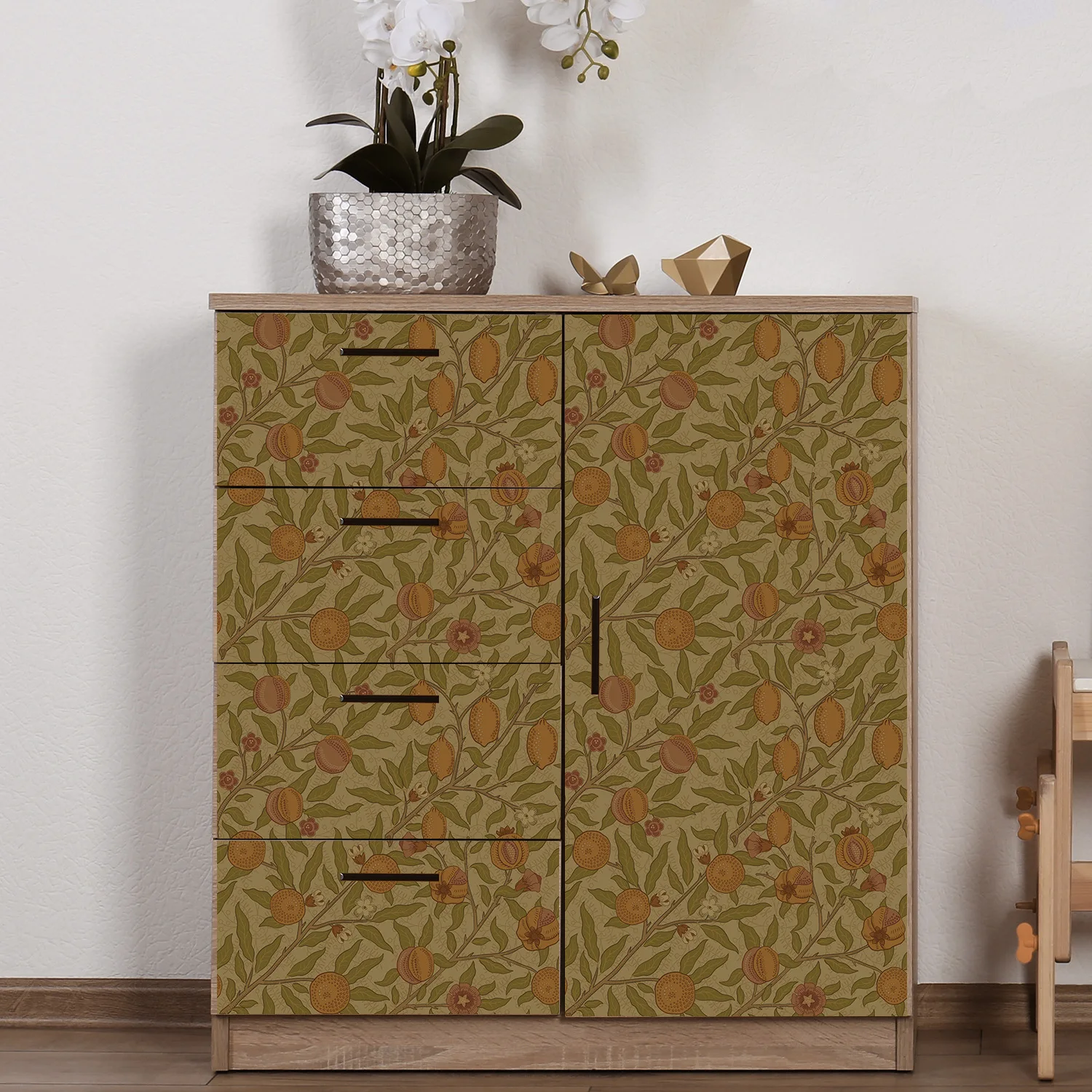 Retro Nostalgic Boho Floral Wallpaper Peel and Stick Self-Adhesive Wall Paper Mural Furniture Decor