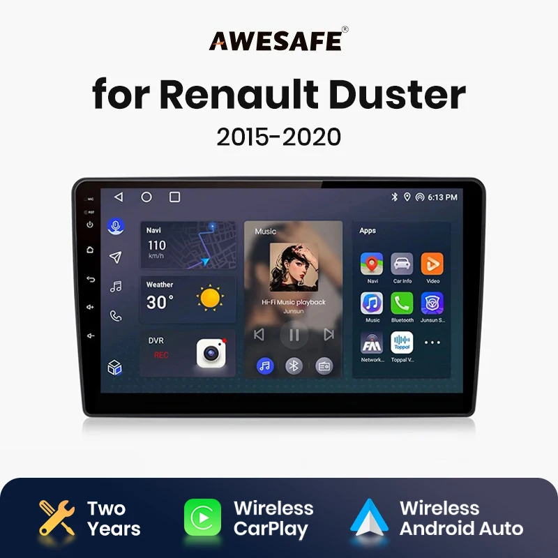 AWESAFE Wireless CarPlay Android Auto Radio for  Renault Duster 2015 2016 2017 2018 2019 2020 GPS 2din autoradio