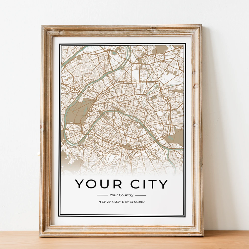 на заказ персонализированный современный черный любой город карта подарок настенное искусство холст печать плакатов картины картина для гостиной домашний декор