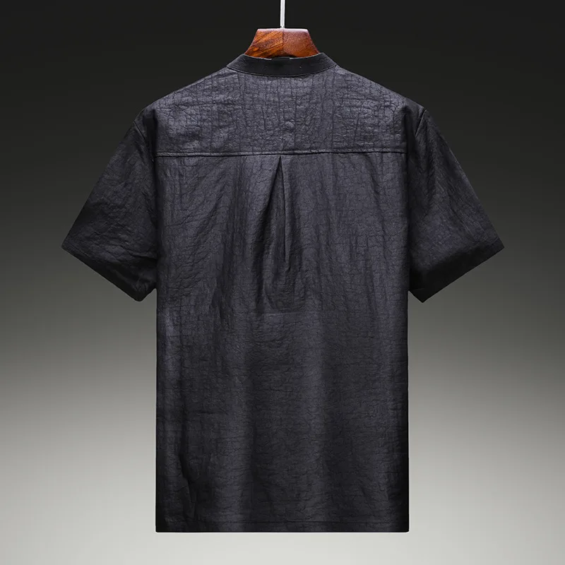 

High Quality Real Silk High-End Short-Sleeved T-shirt Suit Men's Summer Chinese Style Traditional Half-Sleeved Dad Shirt