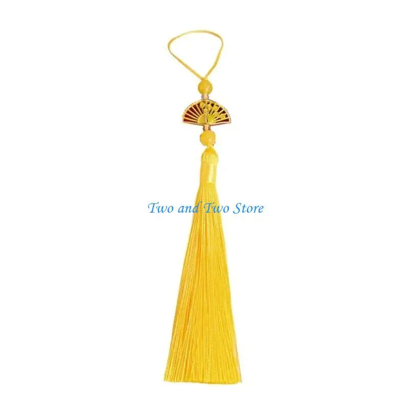 HX6F Beautiful Han Fu Hanging Ornament Featuring Fan Designs and Smooth Tassels