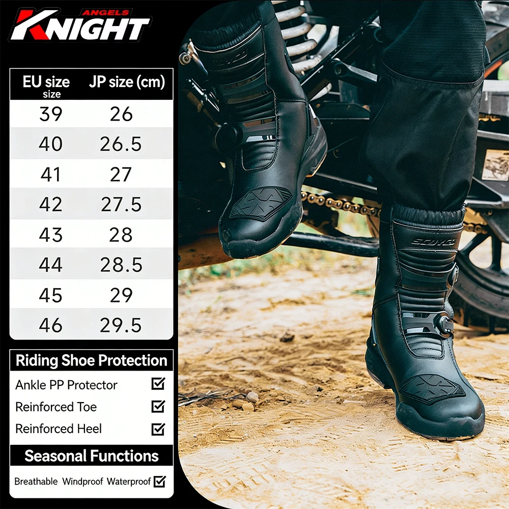 

Водонепроницаемые защитные мотоботы для мужчин, эндуро-ботинки для мотоциклистов, из ТПУ и кожи, противоскользящие, для мотокросса и ралли, высокие ботинки