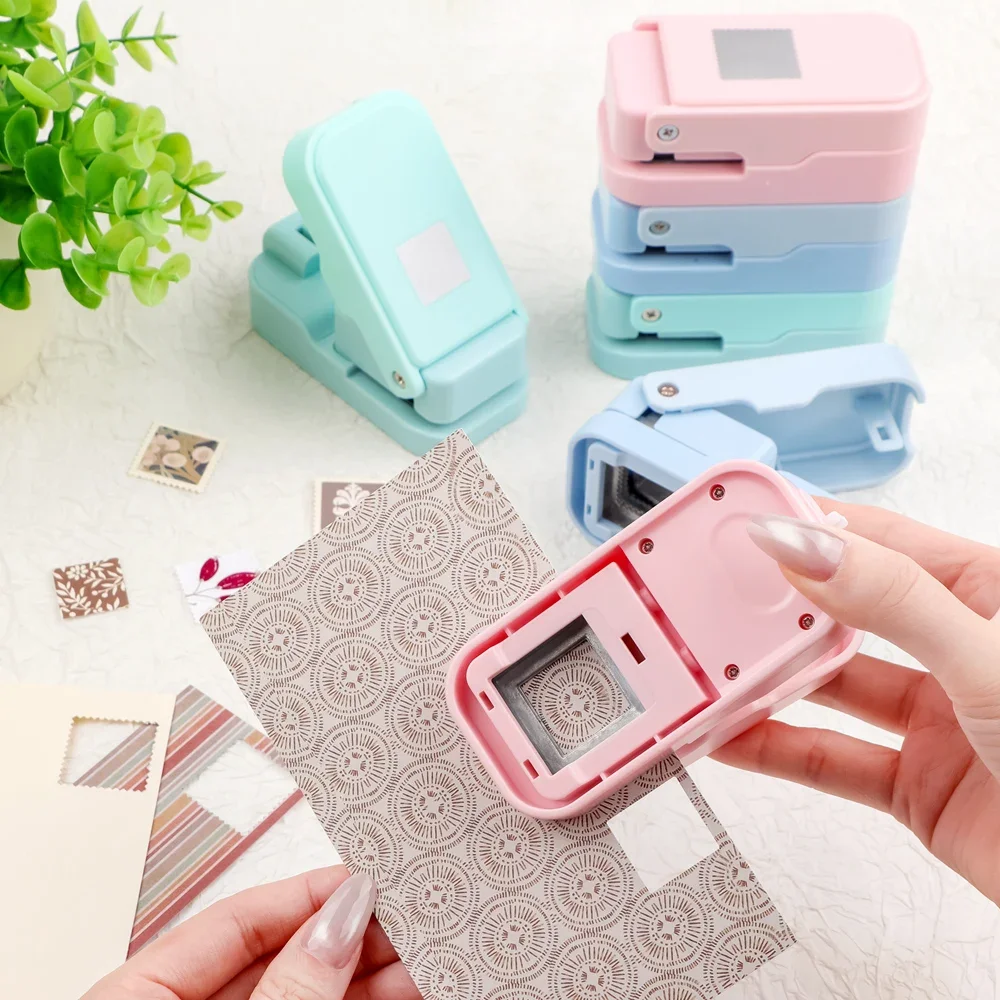 1x1inch/2.1x2.1cm Layering Serrated-Edge Square Paper Punches Nesting Postage Stamp Style Craft Punches for Scrapbook CardMaking