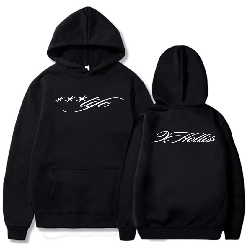 2hollis Life Script Hoodie Men Women Clothing Hooded Long Sleeve Loose Pullovers Fleece Warm Autumn New Sudaderas Male Hoody