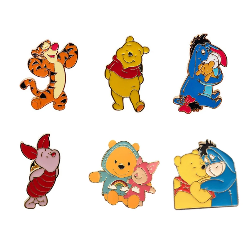 Disney Winnie The Pooh Cute Enamel Pin Stitch Brooches Bag Lapel Pin Cartoon Badge Backpack Decoration Kids Gift Accessories