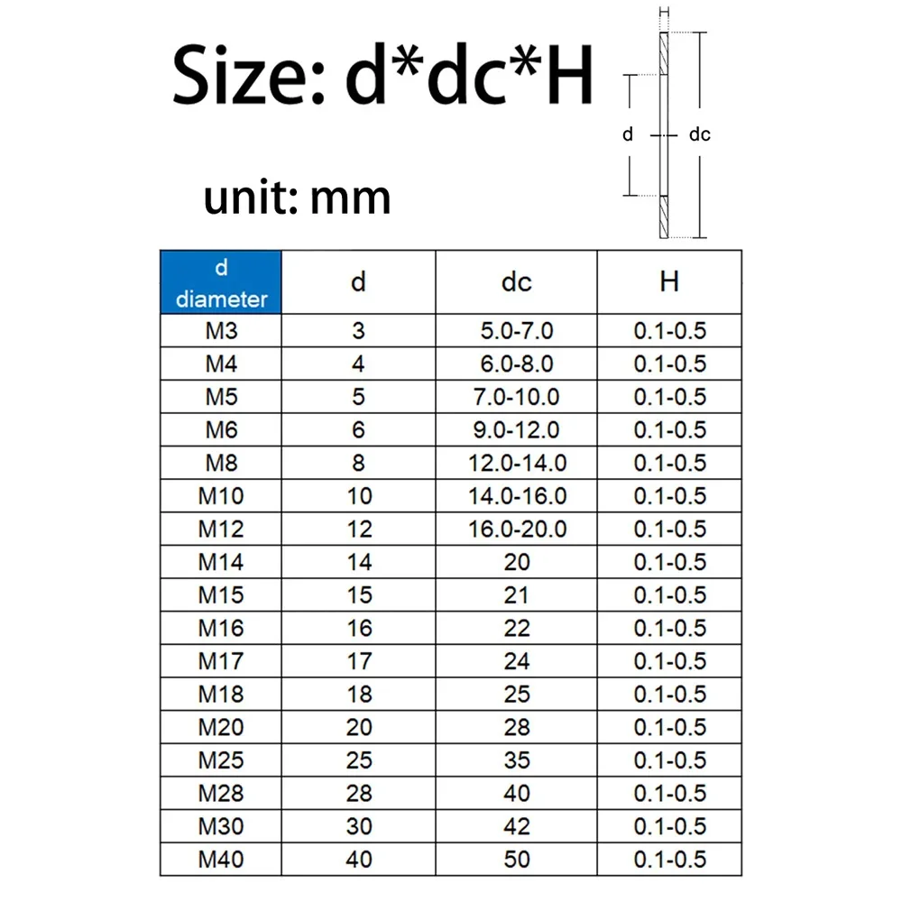 10-100pcs Stainless steel 0.1/0.2/0.3/0.5mm M3 M4 M5 M6 M7 M8 M9 M10 M12-M40 DIN988 Adjusting Shim Gasket Ultra Thin Flat Washer