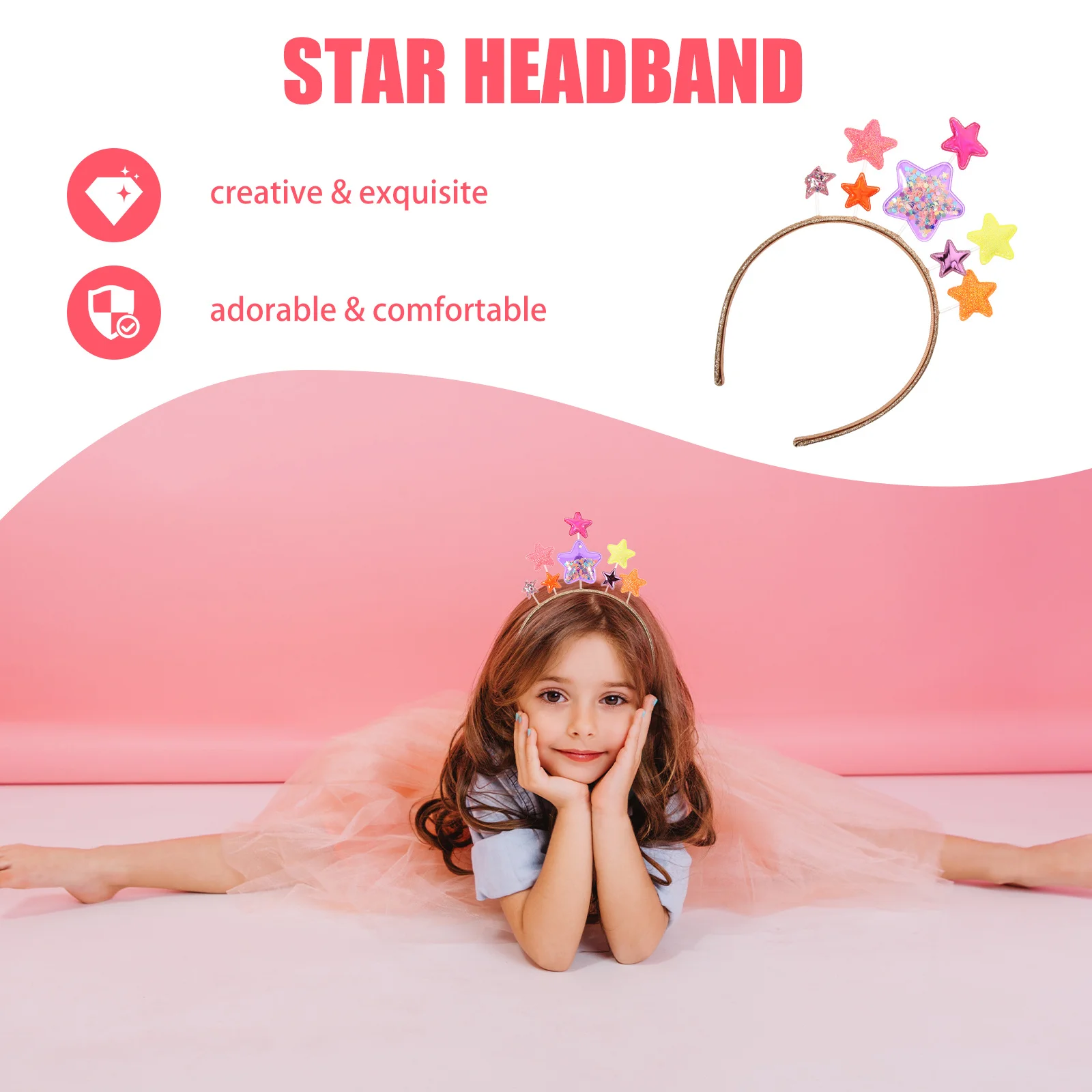 

Повязка на голову со звездами, 1 шт., для детей и взрослых, с пайетками, для вечеринок, на день рождения, для косплея, праздничный головной убор, мультяшный декор для волос