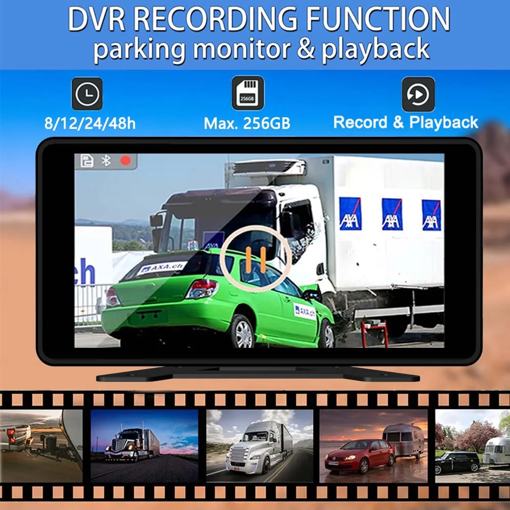 4 canais 10.1 Polegada caminhão ônibus veículo dvr mp5 com 4 pçs ahd 1080p câmera de vigilância vídeo estacionamento gravador monitor sistema kit