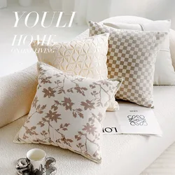 45x45CM Light Luxury Throw Pillow Cover Modern Simple Cream Stamping Waist Cushion Cover Decor Home Decorative Pillowcase