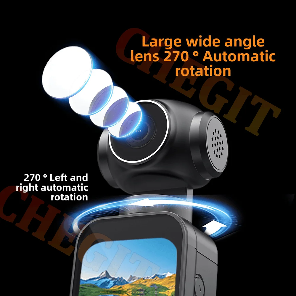 كاميرا الجيب بشاشة 1.69 بوصة 4K/5K Ultra WIFI أو شاشة تعمل باللمس 270 °   Vlog Mini Sports Cam Helmet مسجل سائق الدراجة للسفر