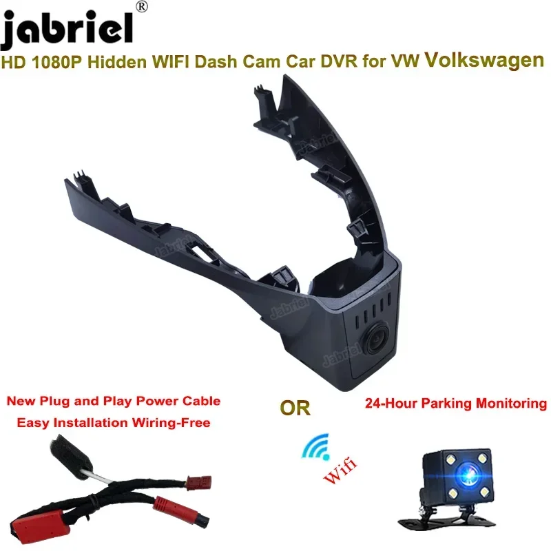 Jabriel For 2021 2022 2023 2024 Volkswagen VW Passat top Dash Cam Camera 24H Plug and Play HD 1080P Wifi Car Dvr Video Recorder